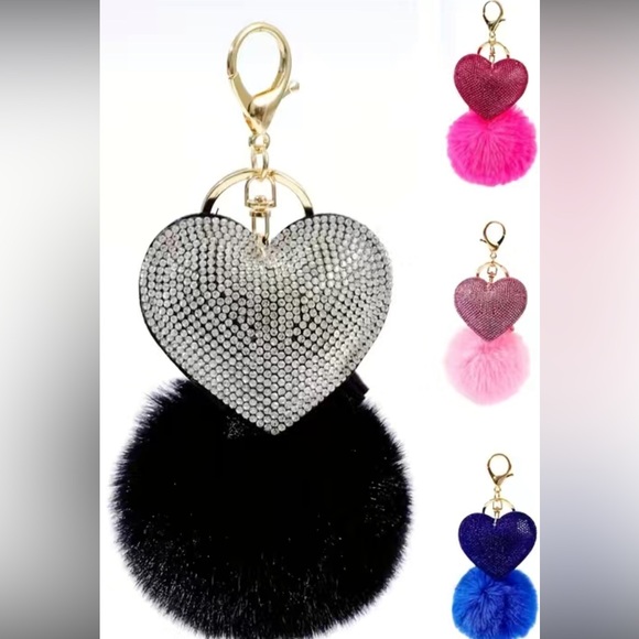 Handbags - Rhinestone heart bag charm in keychain new